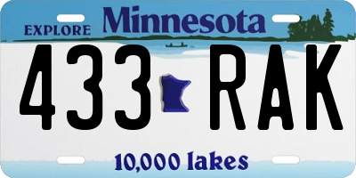 MN license plate 433RAK