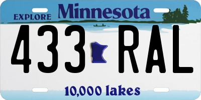MN license plate 433RAL