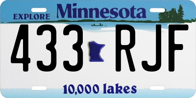 MN license plate 433RJF