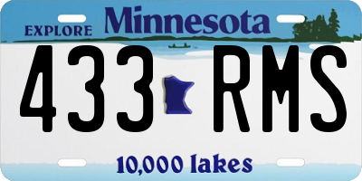 MN license plate 433RMS