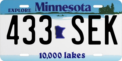 MN license plate 433SEK
