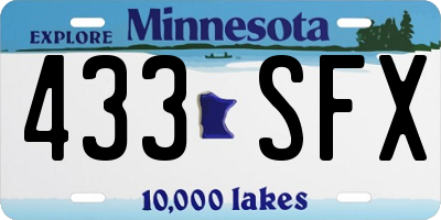 MN license plate 433SFX