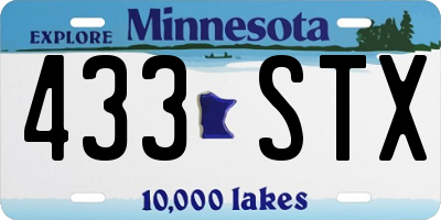 MN license plate 433STX