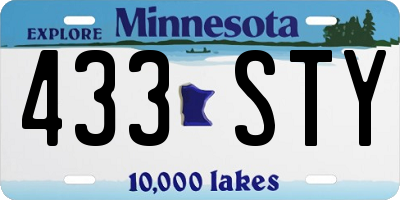 MN license plate 433STY