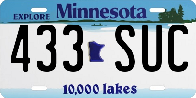MN license plate 433SUC