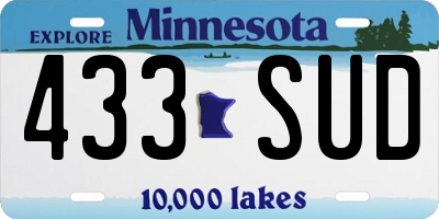 MN license plate 433SUD