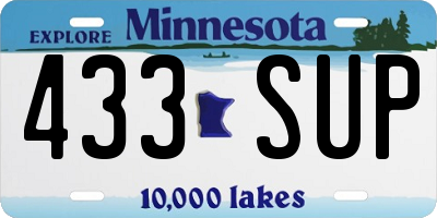 MN license plate 433SUP