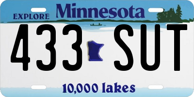 MN license plate 433SUT