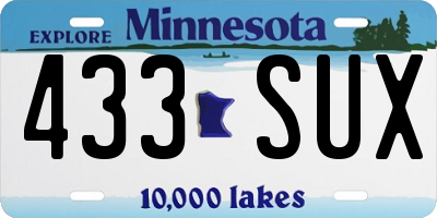 MN license plate 433SUX