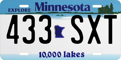 MN license plate 433SXT