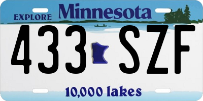 MN license plate 433SZF