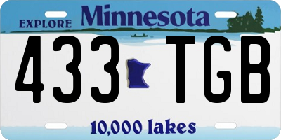 MN license plate 433TGB