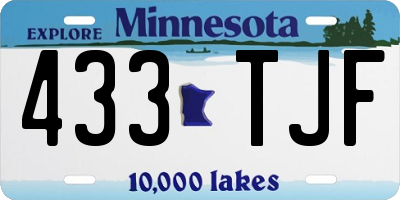 MN license plate 433TJF