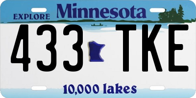 MN license plate 433TKE