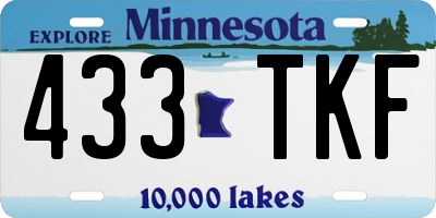 MN license plate 433TKF