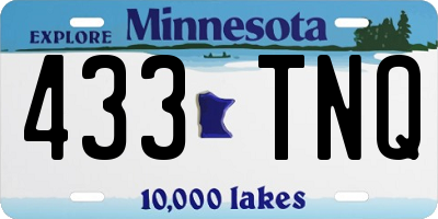 MN license plate 433TNQ