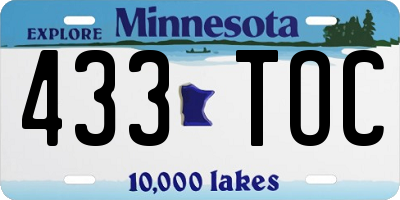 MN license plate 433TOC