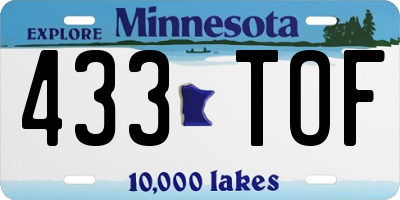 MN license plate 433TOF