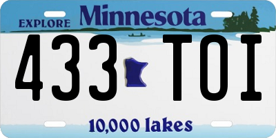 MN license plate 433TOI