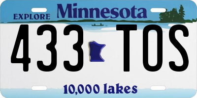 MN license plate 433TOS