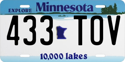 MN license plate 433TOV