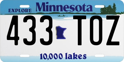 MN license plate 433TOZ