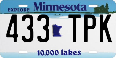 MN license plate 433TPK