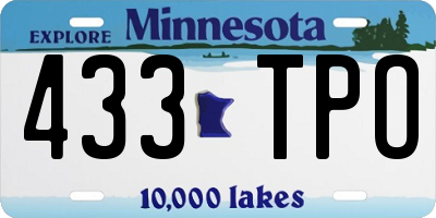 MN license plate 433TPO