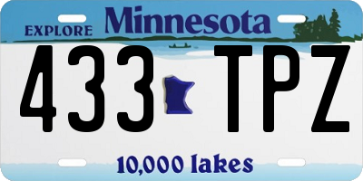 MN license plate 433TPZ