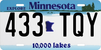 MN license plate 433TQY