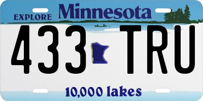 MN license plate 433TRU