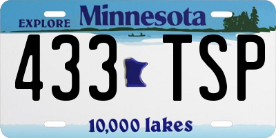 MN license plate 433TSP
