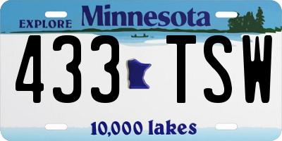 MN license plate 433TSW