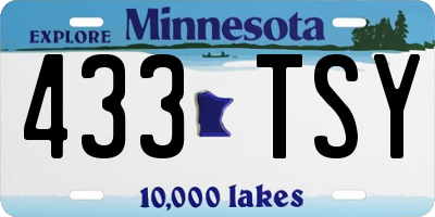 MN license plate 433TSY