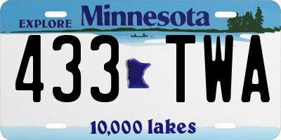 MN license plate 433TWA