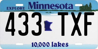 MN license plate 433TXF