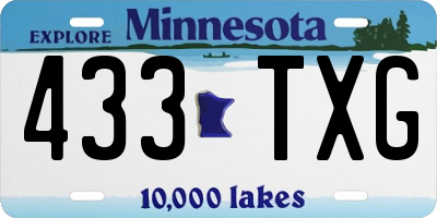 MN license plate 433TXG