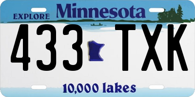 MN license plate 433TXK