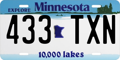 MN license plate 433TXN
