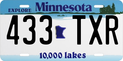 MN license plate 433TXR