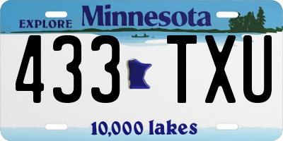 MN license plate 433TXU