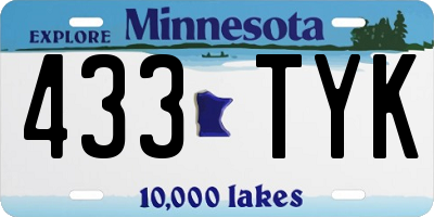 MN license plate 433TYK