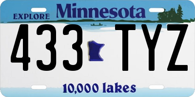 MN license plate 433TYZ