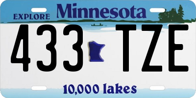 MN license plate 433TZE
