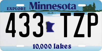 MN license plate 433TZP