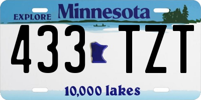 MN license plate 433TZT