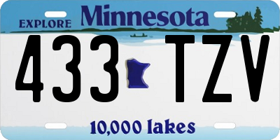 MN license plate 433TZV