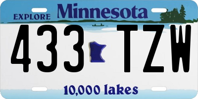 MN license plate 433TZW