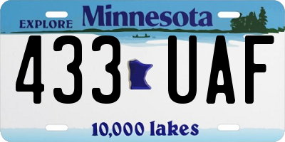 MN license plate 433UAF