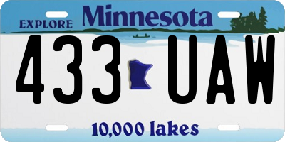 MN license plate 433UAW